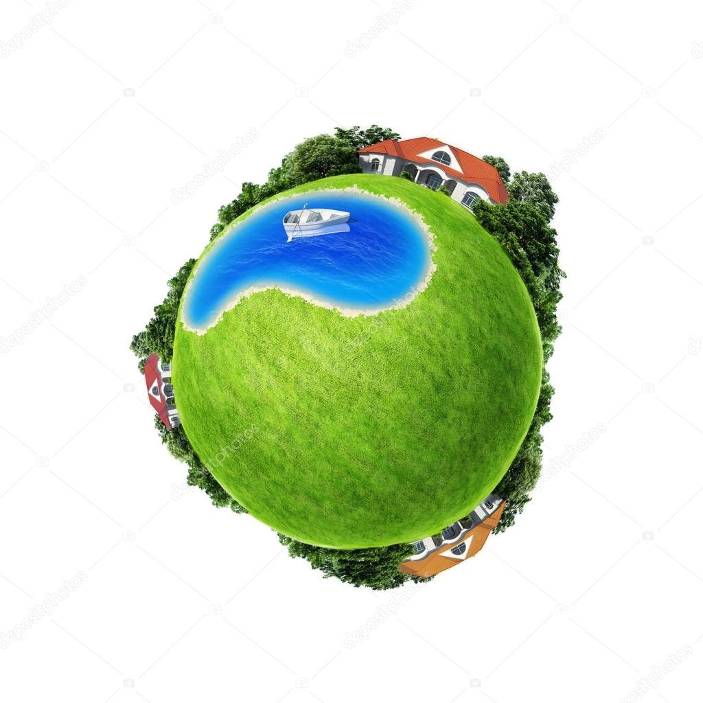 Mini planet concept isolated