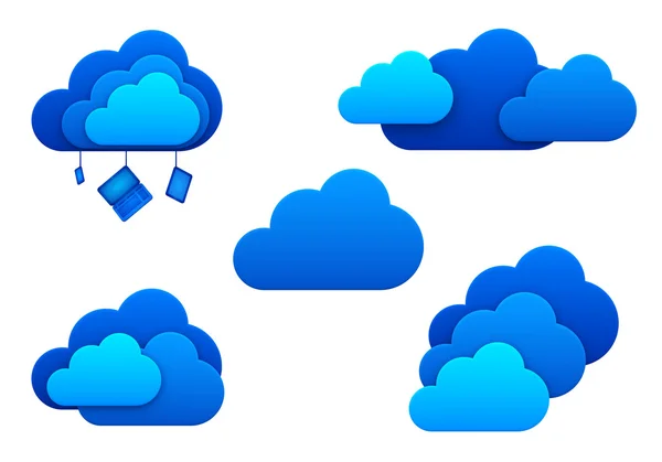 Wolken-Symbole. Vereinzelt. Konzept für Cloud Computing. — Stockfoto