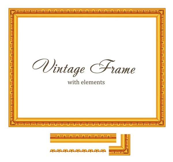 Vintage Gold Frame. High detailed Vector. Consist of parts - so you can make The FRAME any size you want. — Stock Vector