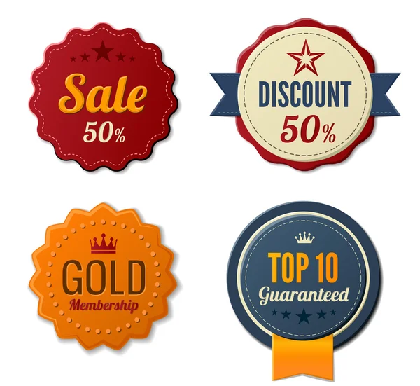 Vintage etiketleri şablon kümesi. Retro logo tasarım öğeleri. ekstra yüksek kalite ayrıntı. üç boyutlu elemanlar ile şerit ve taç. 3B vektör.