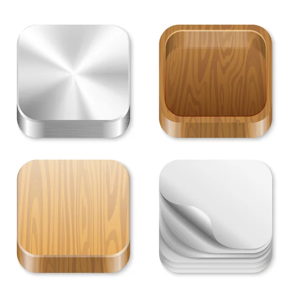 Icon modelos da moda para quaisquer aplicações. Coleção de textura padrão diferente. UI conjunto de ícones quadrados. Vetor de metal de alto detalhe, madeira, papel. Editável. Criar interface de usuário na moda ! — Vetor de Stock