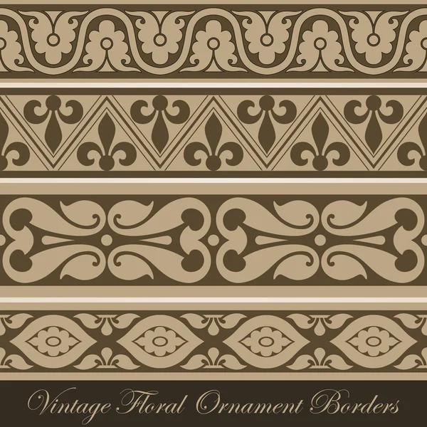 Vintage frontera colección de elementos sin costura. Adorno floral abstracto vectorial. Colección Vector Vintage — Vector de stock
