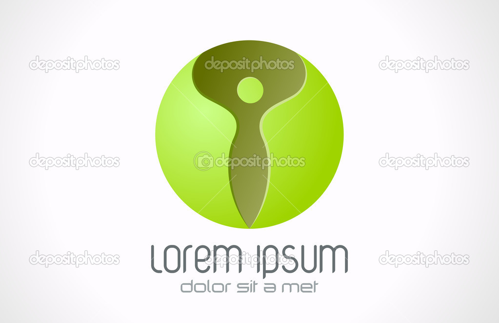 SPA Health beauty logo template. Abstract woman character icon. Green Sphere Vector.