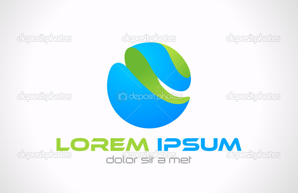 Sphere abstract logo template icon. Blue and green circle shape. Vector. Editable.