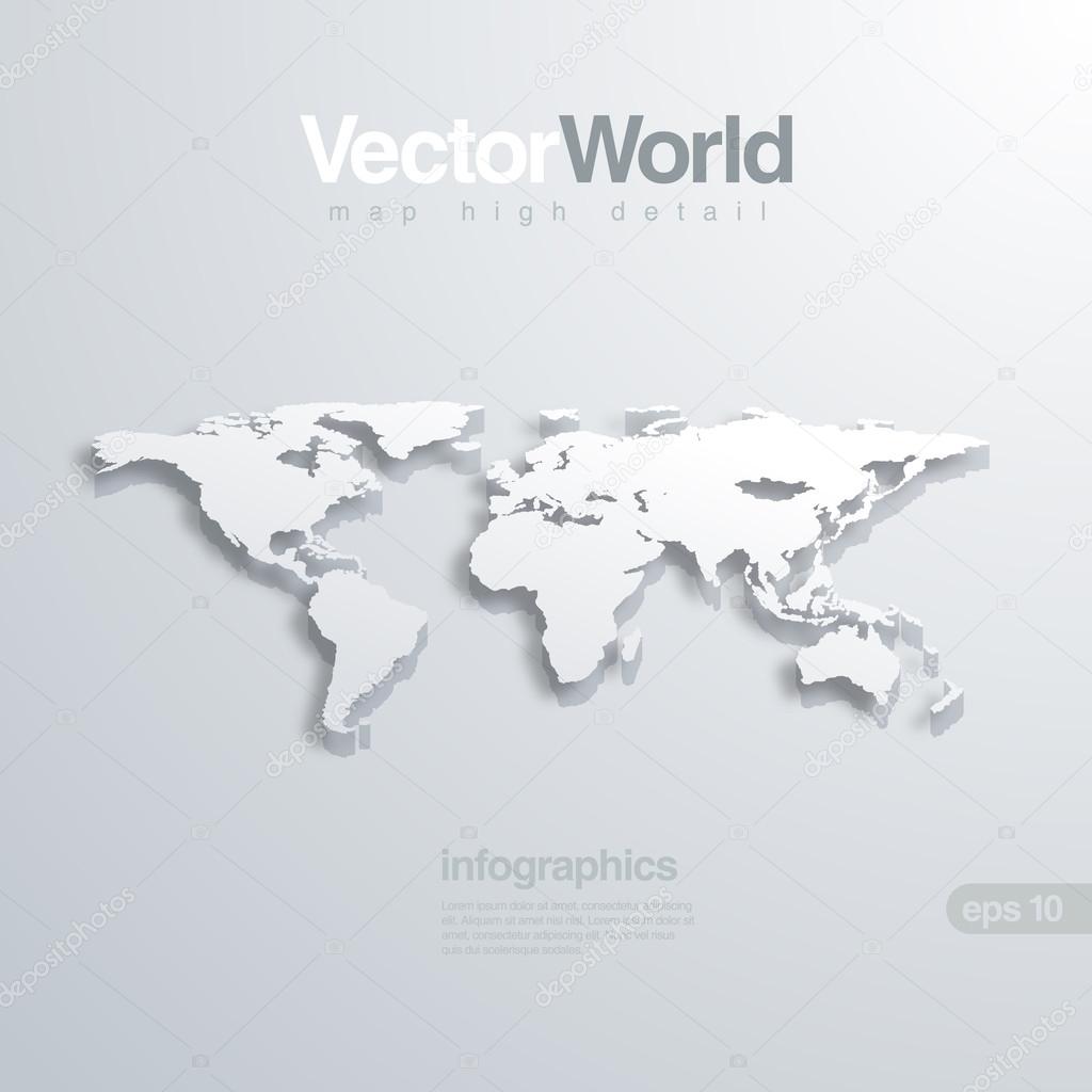 World map 3D vector illustration. Useful for infographics Global concept.