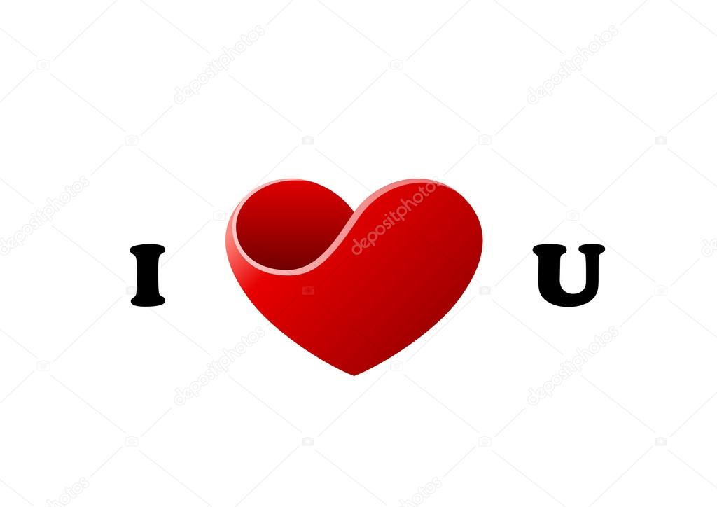 Heart. I Love U. St. Valentines day creative greeting card concept. Vector.