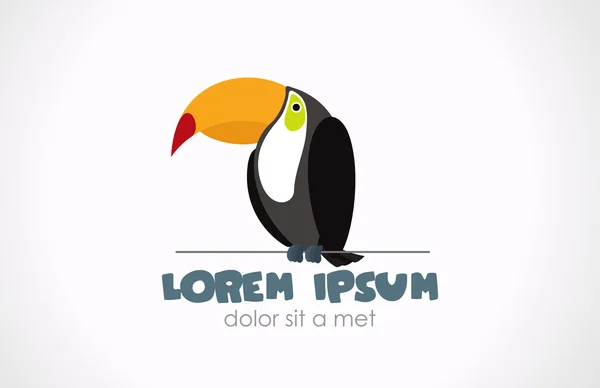 Toucan logo template. Bird is sitting on the rope. Vector icon. Editable. — Stock Vector