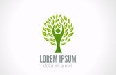 Eco Green Tree Logo-Vorlage. Bio Man abstrakte Ikone. Ökologiekonzept. Vektor. Editierbar.