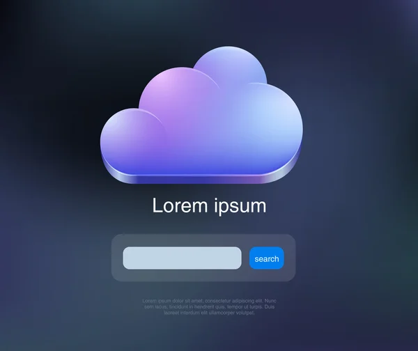 Cloud computing webbkoncept. Sök i molnen. Mall för webbplats. Vektor. Redigerbar. — Stock vektor