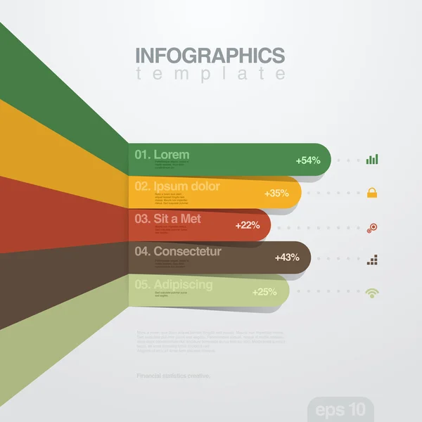 Modelo de design de infográficos. Gráfico de linhas coloridas. Relatório de negócios. Estatísticas financeiras. Vector. Editável . —  Vetores de Stock