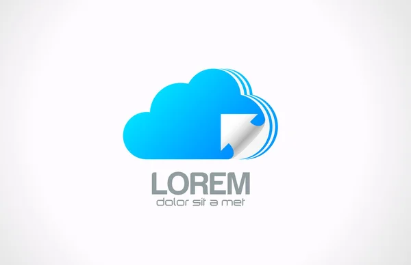 Plantilla de logotipo de computación en nube. Transferencia de icono de datos. Subir y descargar concepto de información. Vector. Editable . — Vector de stock