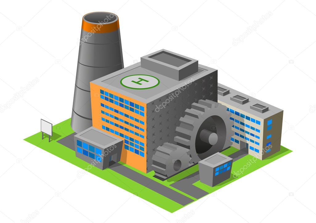 Factory isometric view. Vector game object.