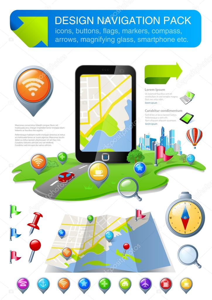 Navigation elements kit design template. Use for web, application, design. Fully editable. Vector.