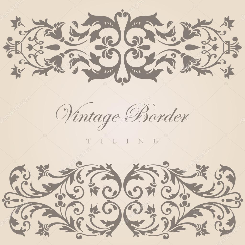 Vintage border tiling elements collection. Vector abstract Floral ornament.