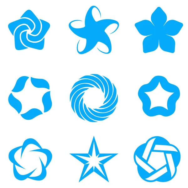 Star abstract logo template set. Blue Business icons Concepts. 5 point vector stars. Vector. — Stock Vector