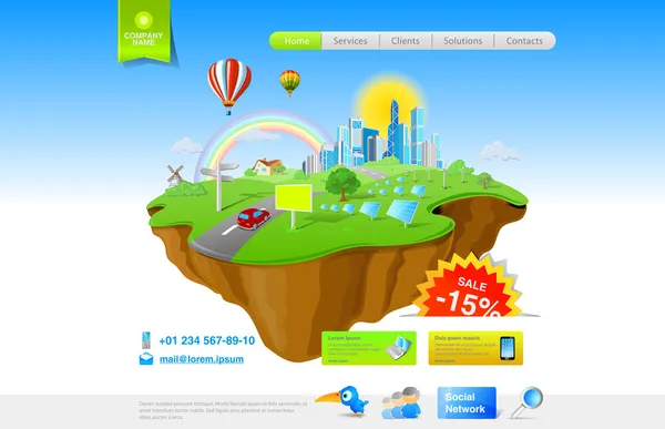 Flying Island: Web Promo Concept — Stock Vector