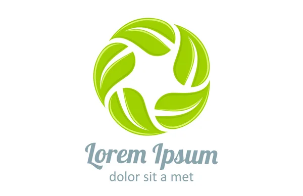 Eco groen logo template. Oneindige vorm. Groene bladeren lus. Ecologisch icoon. Vector. Bewerkbaar. — Stockvector