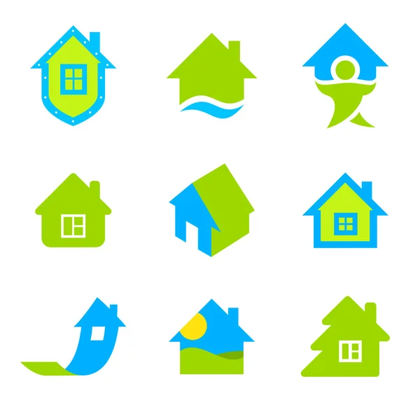 Real estate logo template. House icon set. Realty theme. Different icons for realty. — Stock Vector