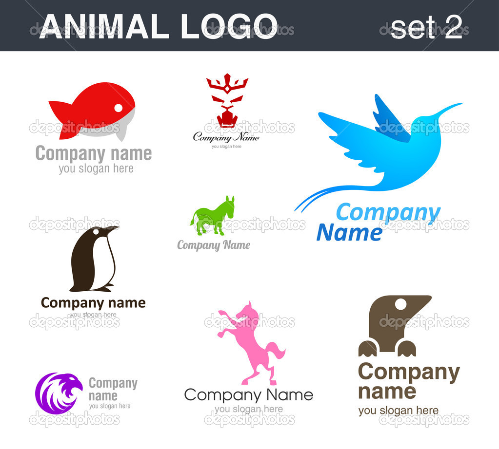 Abstract vector logo collection. Animal logotypes.