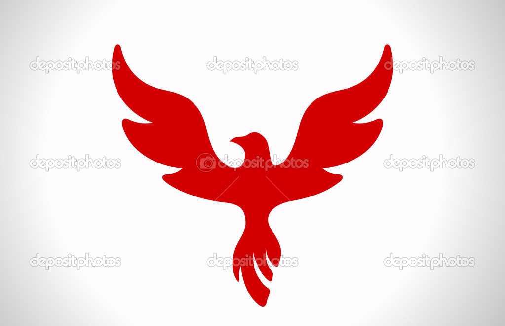 Flying Bird abstract logo template. Luxury style icon. Phoenix.