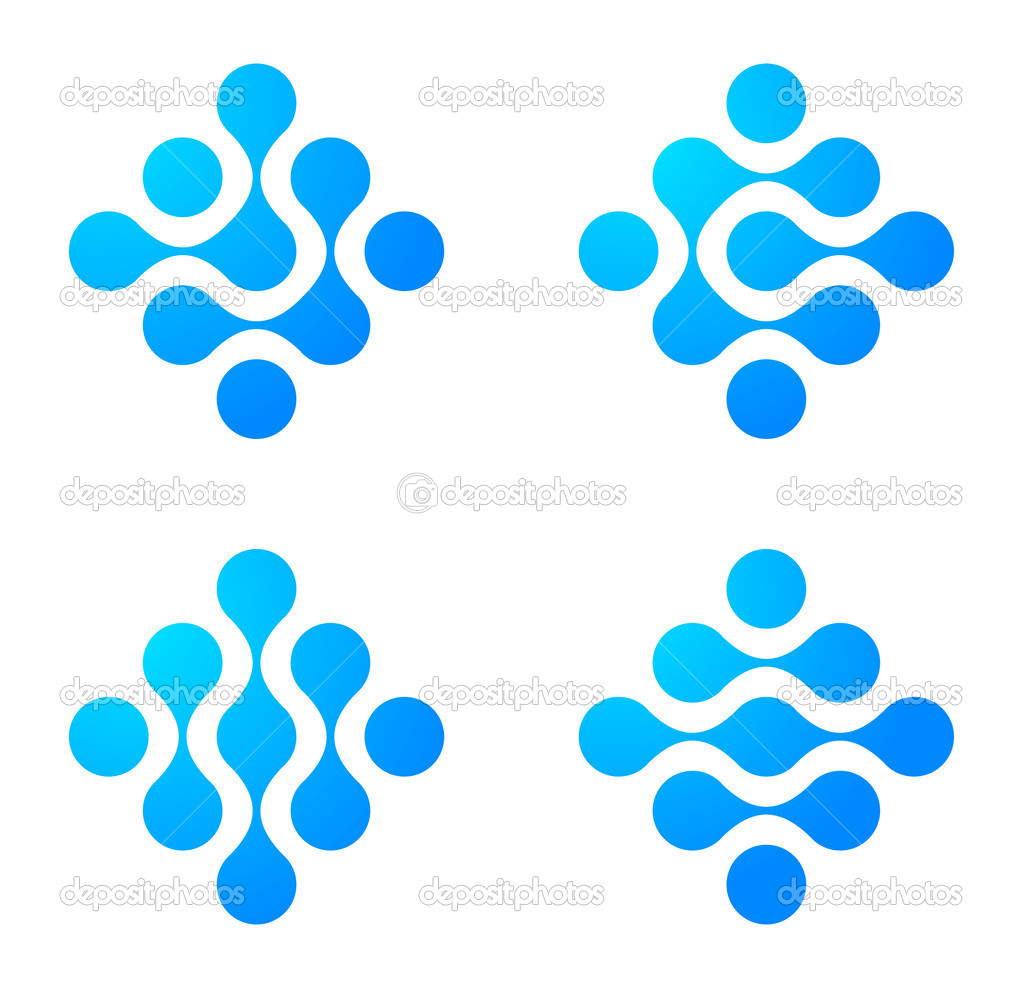 Abstract molecule logo template set. Engineering concept icon. Computer and science icons. Vector.