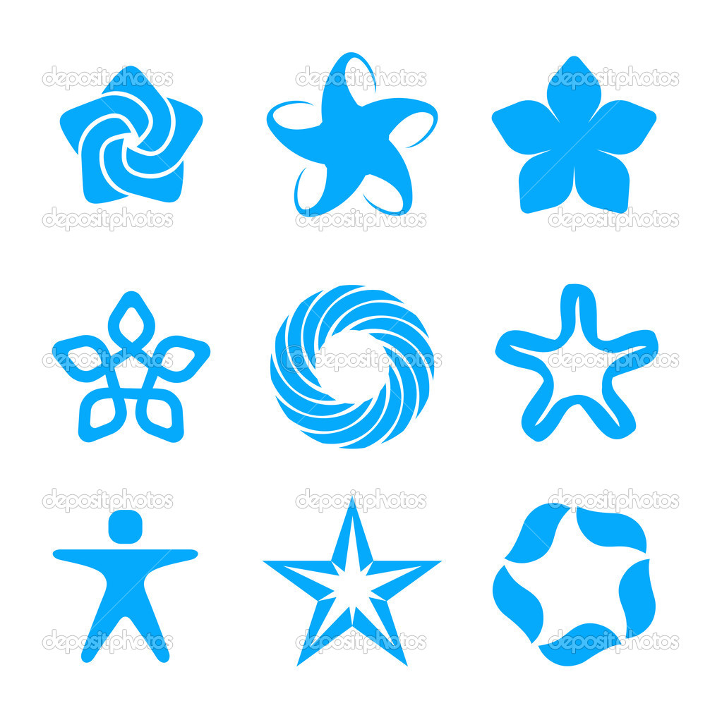 Star abstract logo template set. Blue Business icons Concepts. 5 point vector stars. Vector.