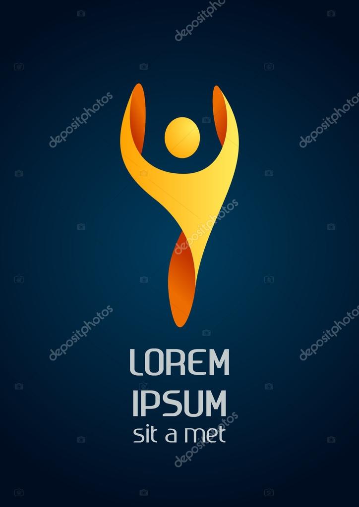 Corporate Success & Health & Winner logo template. Business concept. Flying, levitating activity. Human abstract. Vector icon.