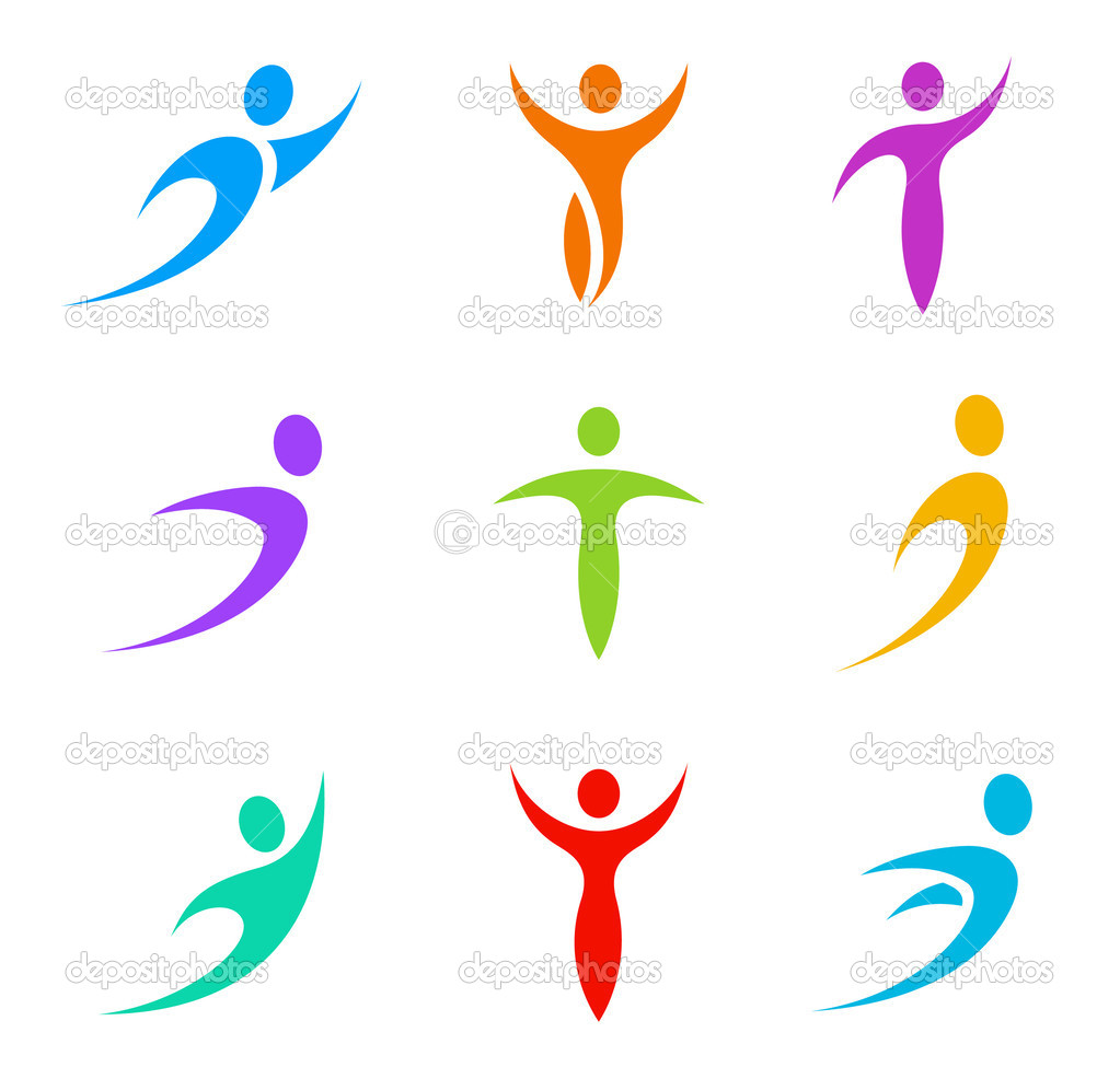 human logo template elements business sport icon set flying