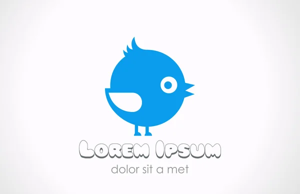 Logo weinig grappige vet vogel abstract. kinderen leuk concept. — Stockvector