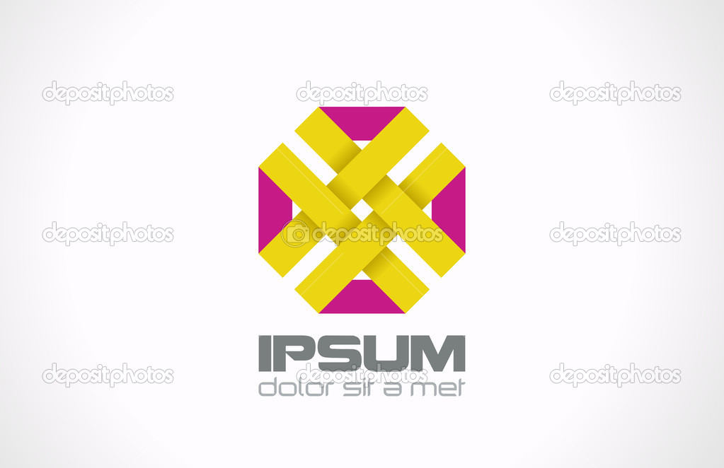 Logo ribbon cross abstract. Looped shape. Infinite logotype.