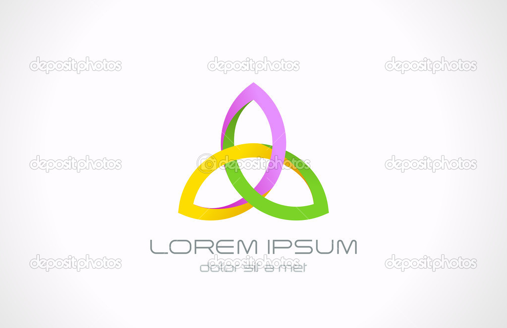 Logo yoga spa harmony vector. Triple sign symbol.