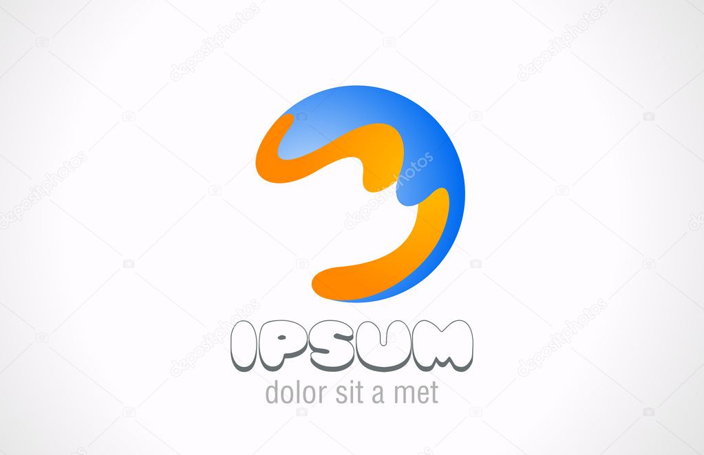 Sphere blob funny logo template abstract. Fun paint drop. Gaming concept. Vector icon.