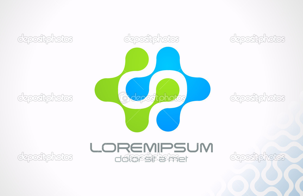 Molecule nano technology vector logo template. Electric concept. Future hi-tech icon.