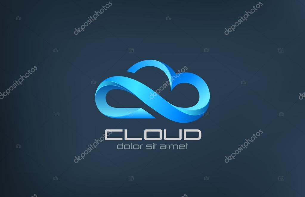 Cloud computing icon vector logo design template. Creative business concept: processing in the clouds service. Technology idea.