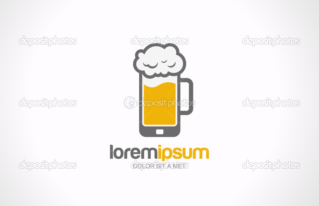 Mobile beer glass pub logo design. Bar cafe creative concept.