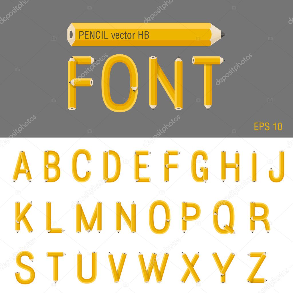 Pencil Font vector. Creative type design. Education school abc.