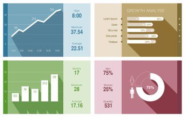 infographics düz tasarım vektör. mali iş raporu.
