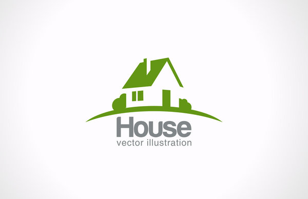 Logo House abstract real estate countryside. Realty icon.