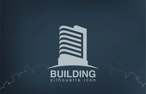 Logo rascacielos edificio moderno. Logotipo inmobiliario . — Vector de stock