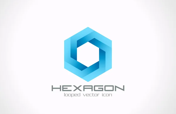 Logo hexagonal abstrait. Thème des sciences des technologies commerciales . — Image vectorielle