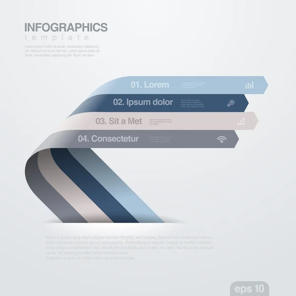 Infographics vektör tasarım şablonu. Şerit okları. — Stok Vektör