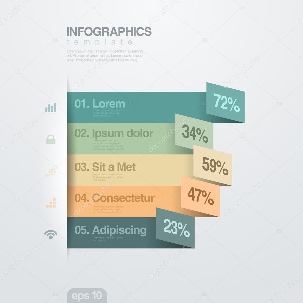 Infographics vector design template. Paper Ribbons.