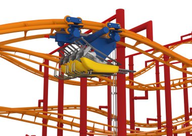 fantezi 3d rollercoaster insanlar.