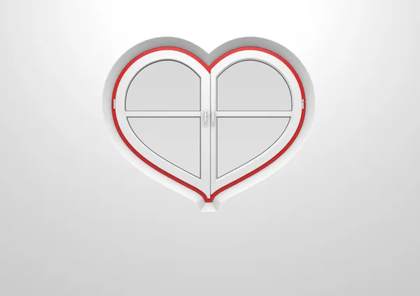 Heart shape window is opened. — Stock Photo, Image