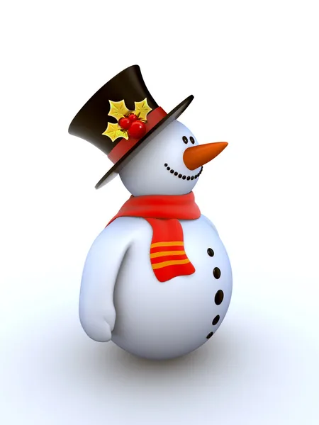 Snowman terisolasi pada latar belakang putih — Stok Foto