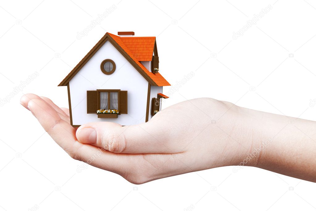 Hand holding, offer house.