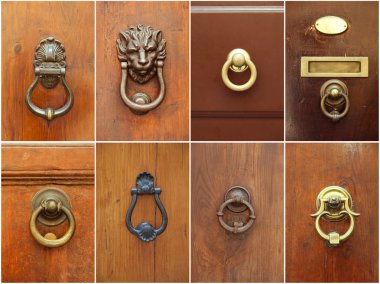 Door handles set. Different vintage door handles collection clipart