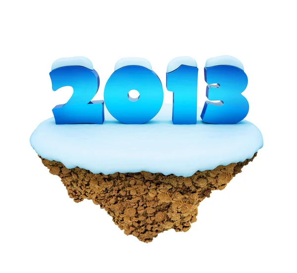 New Year 2013 little snowy levitate island, planet. — Stock Photo, Image