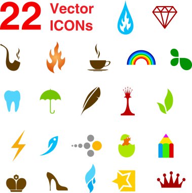 22 vektör Icons set.