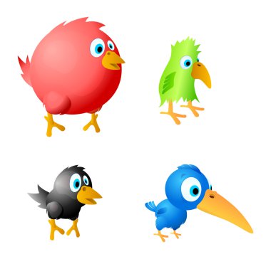 4 funny birds vector. clipart